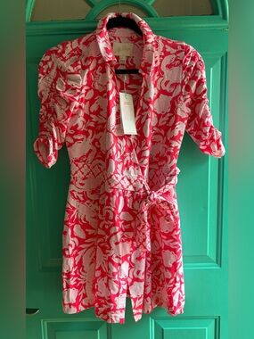 NWT Lilly Pulitzer Ibby Skirted Romper - Crab - XS